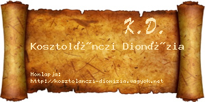 Kosztolánczi Dionízia névjegykártya